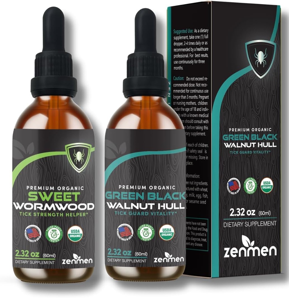 Zenmen Green Black Walnut Wormwood Complex - Black Walnut Wormwood Tincture Liquid Extract - Proteger su salud naturalmente ← 60 días de suministro