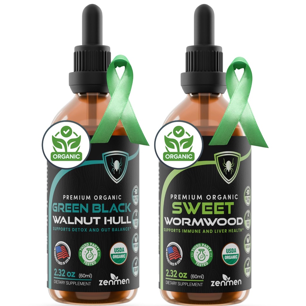 Zenmen Green Black Walnut Wormwood Complex - Black Walnut Wormwood Tincture Liquid Extract - Proteger su salud naturalmente ← 60 días de suministro