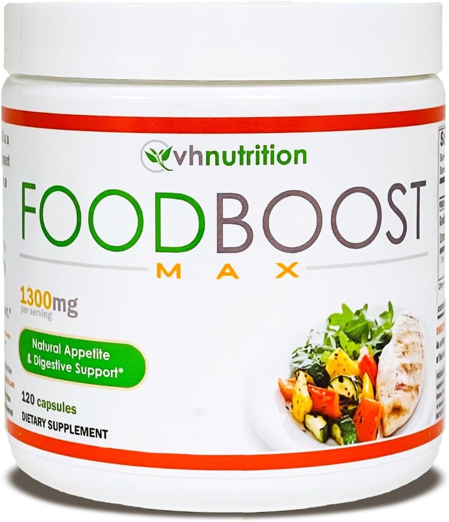 VH Nutrition ¦ FoodBoost MAX  1300mg Appetite Stimulant* Weight Gain Pills* for Hombre and Women ← Formulated with Gentian, Turmuric, Fennel  120 Capsules