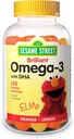 Sesame Street Omega 3 Gummies for Kids, 50 mg de Omega-3 por Gummy, 4 Month Supply, No Fishy Aftertaste, Shellfish Free Supplement, Brain & Eye Support, 120 Gummies