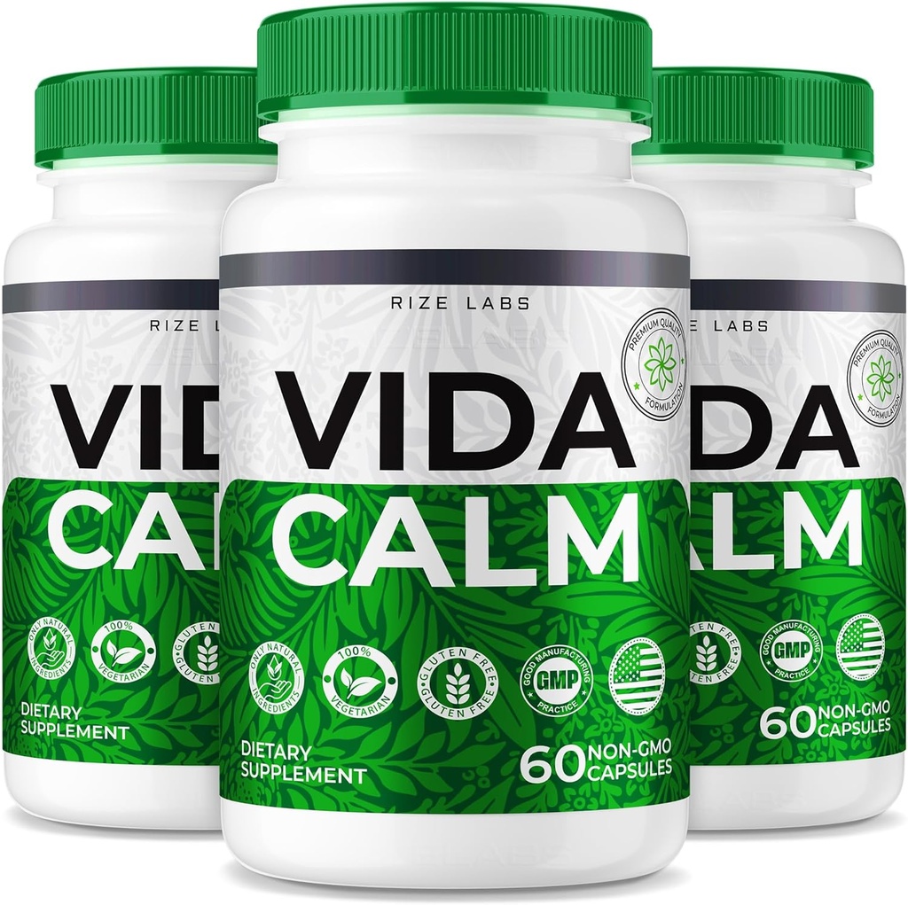 rize labs - Vida Calm Advanced Formula Capsules, proporciona máxima fuerza, para estrés, calma, relajación, suplemento (180 cápsulas)