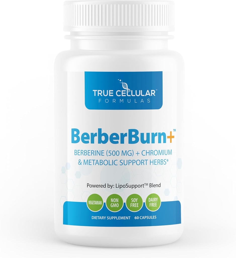 BerberBurn+: Suplemento de Berberina, Magnesio " Cromium Capsules for Daily Wellness " Energy, Boost Vitality and Maintain Balance, Essential Nutrients for Health, 60 Count