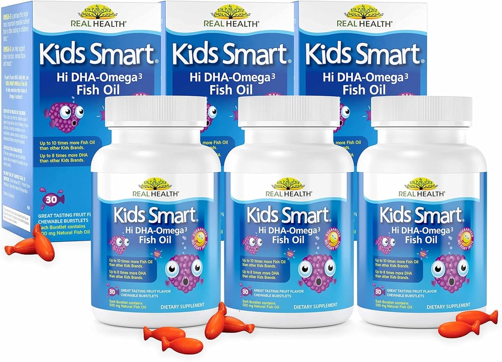 Salud Real Bioglan Kids Smart Omega 3 Fish Oil, 30 Chewable Burstlets (Pack of 3)