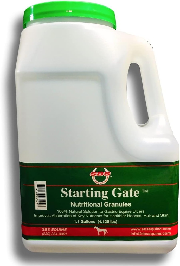 SBS Equine Starting Gate Granules - Horse Stomach Ulcer Treatment & Ulcer Relief, Horse Supplement Formula Scoop for Feed, Perfect Prep as a Hair, Skin & Hoof Supplement (1.1 Gallon)