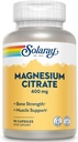 Citrato de Magnesio Solaray - Cifras de Citrato de Magnesio Puro, Suplemento de Calma, Salud de Hueso, Energía Celular, Corazón &amp; Muscle Support, 400mg Por Serving - 90 cápsulas Vegan (Pack de 2)