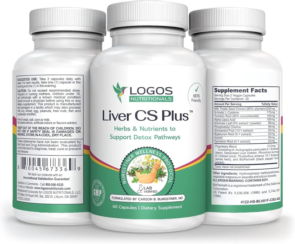 Logos Nutritionals-Liver CS Plus-60 Powerful Liver Detox Formula Veggie Caps-Increasing Glutathione and Lowering Oxidative Stress.