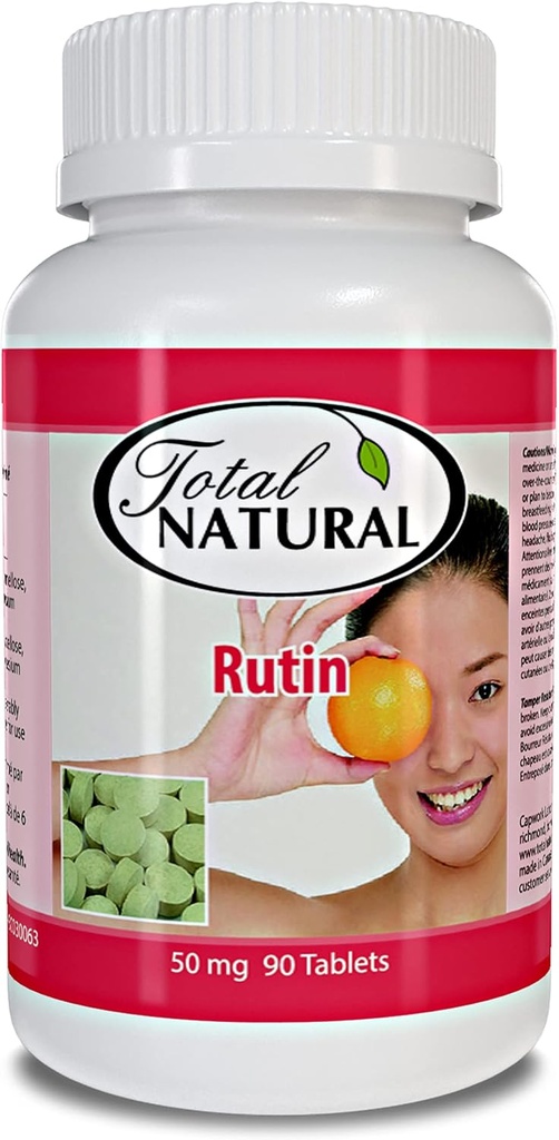 Rutina 50mg 90 Tabletas [1 Botella], Ayuda Absorb y Utilizar Vitamina C, Mejora de la Salud Vascular, Atención Visión