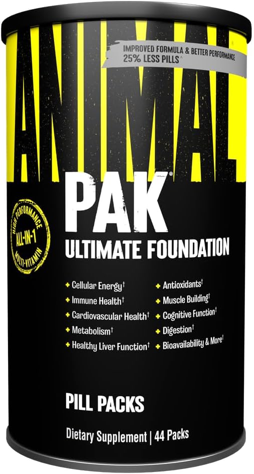 Pak animal - Multivitamínico Conveniente para Hombres &amp; Mujeres Daily All-in-One Vitamin & Supplement Pack - Zinc, Vitaminas C, B, D, Aminoácidos y Immune Support - Sports Nutrition Performance - 44 Count