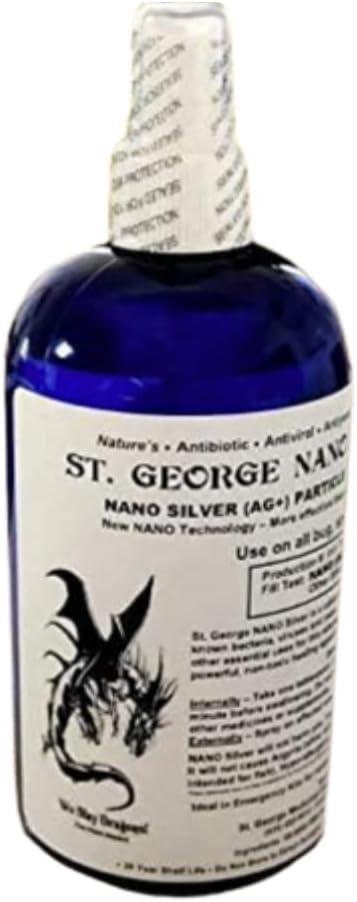 St. George Nano Silver ← Collodial Silver Liquid Immune Support Supplement - Gluten Free and Probiotic Friendly Particle Solution 68 PPM (16 oz.)