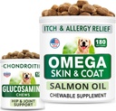 BARK&SPARK Glucosamine Dog Treats + Omega 3 for Dogs Bundle - Hip Support and Joint Pain Relief Supplement + Fish Oil Chews for Shedding, Skin Allergy, Itch Relief, Skin and Coat Supplement