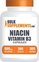 BulkSupplements.com Niacin Capsules - Suplemento de Niacin, Vitamina B3 - Gluten Gratis, 1 cápsula por Serving, 365 cápsulas (Pack of 1)