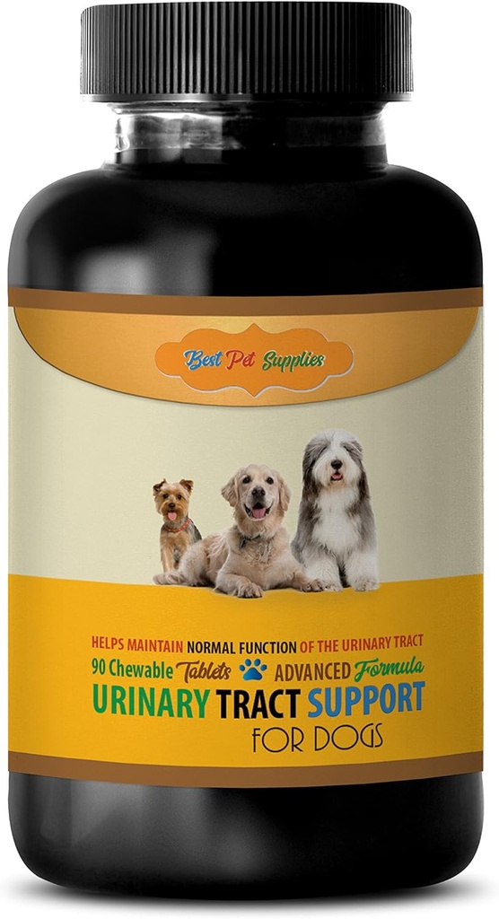 Soporte de vejiga para perros - Perros Urinary Tract Support - Mantenimiento de la función de salud - CHEWABLE - uva Ursi para perros - suplementos de perros & vitaminas - vitaminas de perros y multivitaminas - 90 Treats (1 botella)