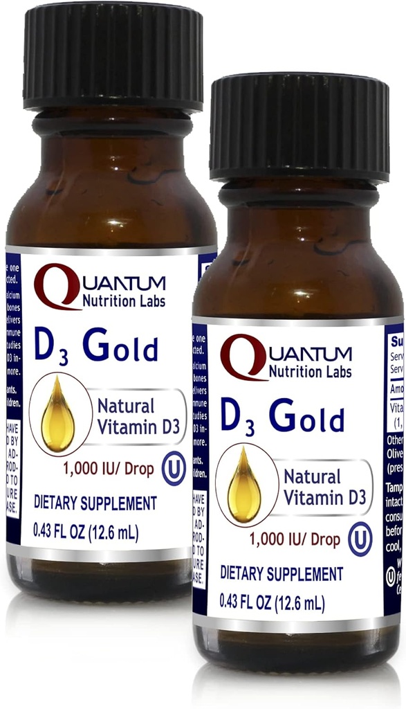 QNL D3 Gold - Vitamina D Liquid Drops - Bone Strength Supplement - Ofertas Cardiovascular &amp; Immune Support - Premium Health & Wellness Product - 0.43 fl oz (2 Pack)