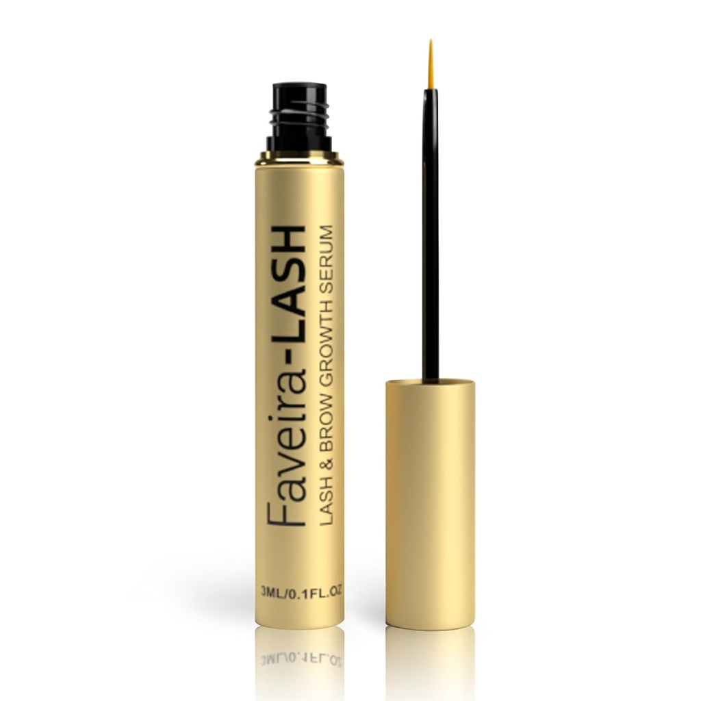 Serum de pestañas para el crecimiento de pestañas: Faveira Beauty Eyelash y Brow Serum con Fórmula avanzada para pestañas más largas y finas pestañas y cuervos 3ML