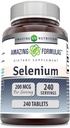 Fórmulas asombrosas Selenium 200 Mcg Silenciosos Tablets Suplemento No-GMO Silencioso libre de gluten Made in USA (1 Pack ← 240 Count)