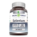 Fórmulas asombrosas Selenium 200 Mcg Silenciosos Tablets Suplemento No-GMO Silencioso libre de gluten Made in USA (1 Pack ← 240 Count)