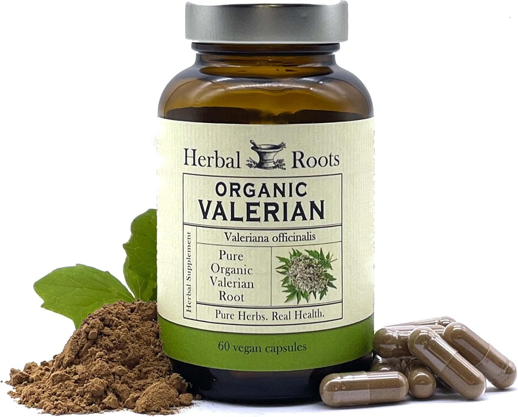 Botas herbales Pure Orgánica Valerian Root Capsules - 900 mg - Non-Habit Forming with no Melatonin, Non-GMO - 60 Conde Vegan Capsules, Herbal Suplemento