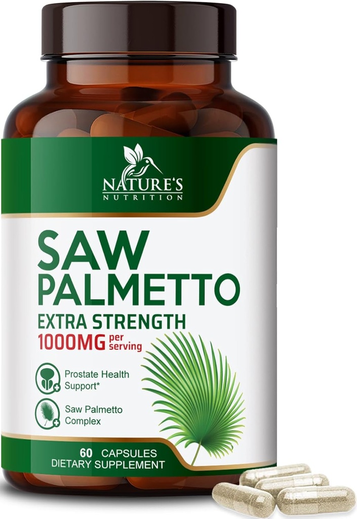 Saw Palmetto for Men 1000MG - 3X Strength Prostate Health Supplement - Herbal Extract Supplement - Prostate Supplements for Men's Health Support, Prostate Urinary &amp; Hair Health Support - 60 Capsules