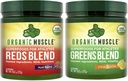 Muscle Ecológico Verdes y Rojos Polvo Superalimentario - USDA Organic & Plant Based Red Juice & Green Juice Powder Bundle for Energy, Focus, Digestion & Immune System - Non GMO 30 Servimientos