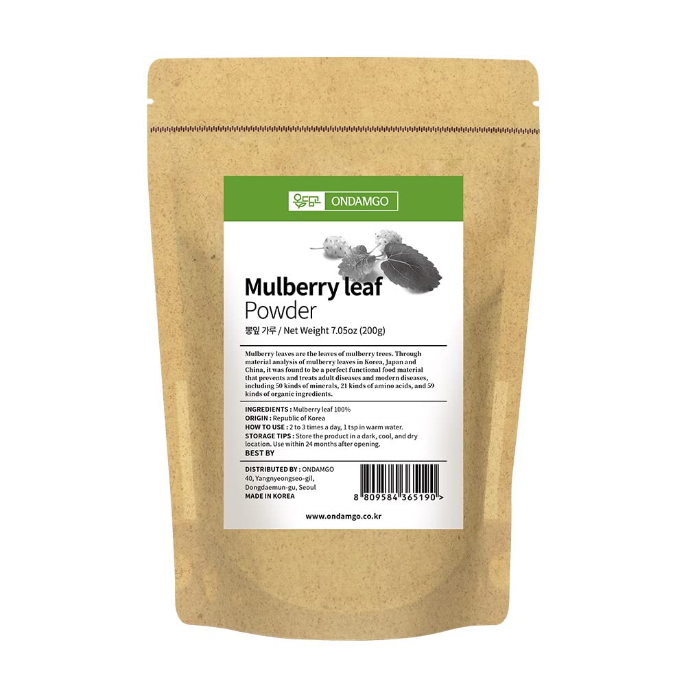 Coreano Mulberry Leaf Powder 200g Herb Super Food Suplemento 7.05 Fl Oz Fibras naturales para Smoothie, Bebidas, Vegan Friendly (Mulberry Leaf Powder)