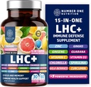 N1N LHC+ 15-in-1 Immune Support Suplemento con Spirulina, Turmeric, Ginseng, Guarana, Vitamina D y Vitamina C para Inmunidad, Energía y Alivio de Long-Haul, 60 Veg Caps, Bottle Color Mayo Vary