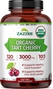 Zazzee USDA Organic Tart Cherry 10:1 Extract, 3000 mg Strength, 120 capsules veganos, 4 meses de suministro, Standardized, Concentrated 10X Extract, 100% Vegetariano, Certified Organic, All-Natural and Non-GMO