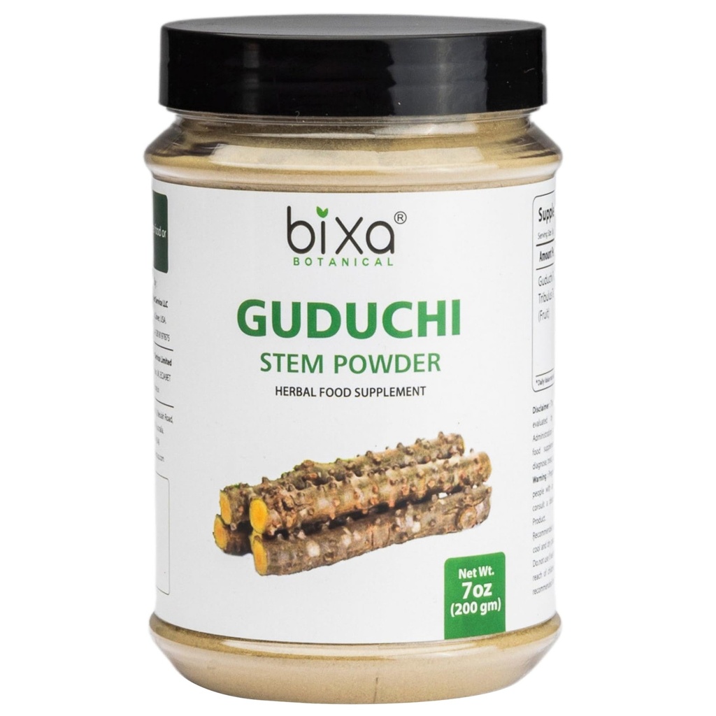 bixa BOTANICAL Guduchi Powder Silencio Giloy Silencio Tinospora Cordifolia  200 Grams / 7 OZ ← Ayurvedic Herbal Supplement for Immunity Support ¦ Gluten Free, Non-GMO, Steam Treated, Vegan, 100% Pure.