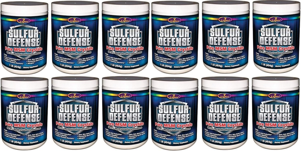 7 Lights Sulfur Defense, Pure 99.9% MSM (Methylsulfonylmethane) Crystals, 1 Pound, Case Pack of 12
