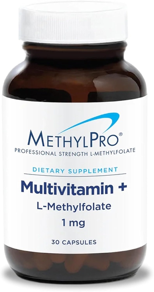 MetilPro Multivitamina + 1 mg Methylfolate - Iron Multivitamina gratis para hombres y mujeres con vitamina A, C, Minerales, Complejo Metilado B, Multi vitamina sin hierro - 30 cápsulas