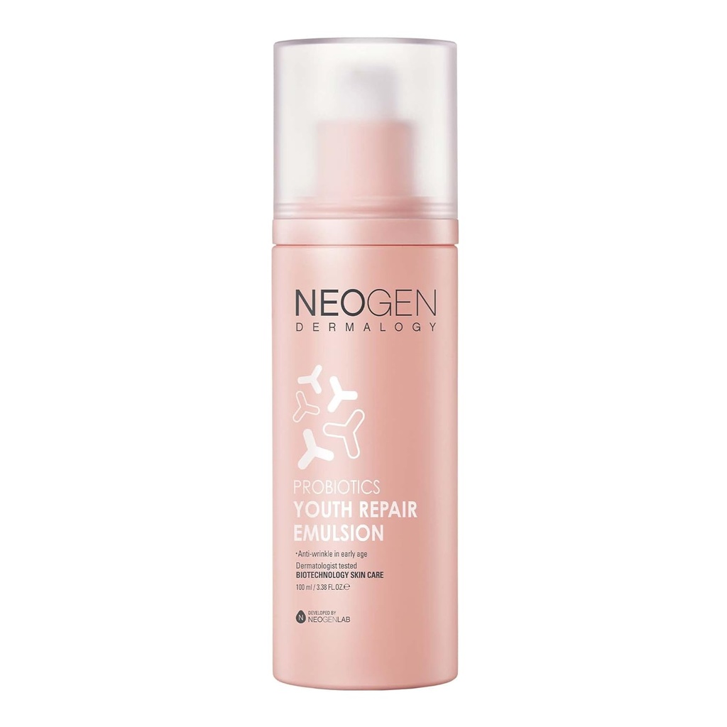 NEOGEN Probiotics Youth Repair Emulsion 3.38 Fl Oz (100ml) - Hidrating " Firming Facial Emulsion with Probiotics Lactobacillus " Bifida " Collagen - Korean Skin Care