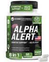 Alerta alfa – Suplementos cerebrales propios de Veterano para la memoria y el foco – Terceros testados, Suplementos de memoria nootrópicos sin gluten - 60 cápsulas vegetarianas