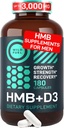 WILD FUEL 3000mg HMB Suplemento Plus Vitamina D3 - Crecimiento muscular, fuerza, recuperación rápida HMB Suplementos para hombres y mujeres - Calcium Beta-Hydroxy Beta-Metilbutyrate - 180 cápsulas