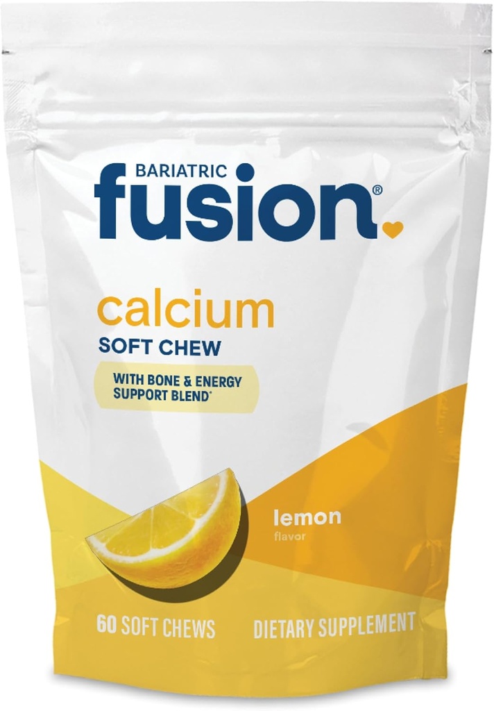 Bariatric Fusion Bariatric Calcium Supplement Chews ← Calcium Citrate con Vitamina D3 Bariatric Vitamina ← Sugar Free Chewable ← 500mg ← Lemon ← 60 Con
