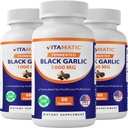 Vitamatic 3 Pack Fermented Black Ajo Extracto 1000 mg 60 cápsulas - No GMO, Gluten Gratis - (Total 180 cápsulas)