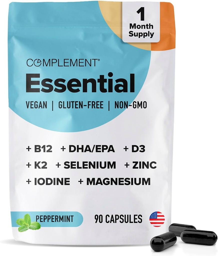 Complemento Esencial de Multivitamina Vegana para Hombres y Mujeres (30 Servimientos, 180 cápsulas) con Omega-3 DHA &amp; EPA, B12, Vitamina D3 &amp; K2, Zinc, Selenium, Magnesium, Iodine - Apoyo a la Inmunidad &amp; Salud general