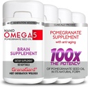 CLINICALLY Provenido (4-Month Supply) Suplementos cerebrales con Anti envejecimiento, pilas de memoria, Omega 5 Suplemento de granada, 4 botellas 60ct cada uno