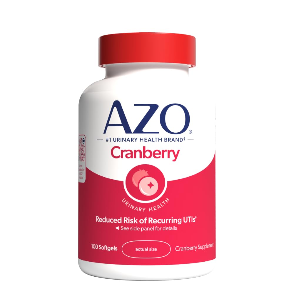 AZO suplemento de arándano, elaborado con aceite de arándano concentrado completo para ayudar a limpiar y proteger el rastro urinario*, píldoras de arándano sin azúcar, no GMO, 100 Softgels