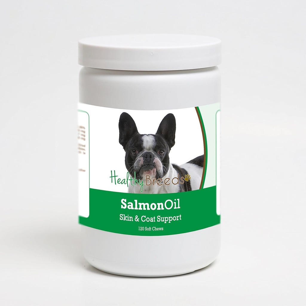 Saludable razas francesas Bulldog Salmón aceite suave Chews 120 Conde