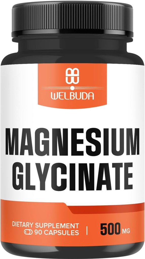Suplemento Glycinate de Magnesio con 20% Purificado - 500 mg para la salud cerebral, la salud ósea, la producción de energía, mood cómodo &amp; musculo - 90 cápsulas - Proporcionando 100 mg de Magnesio Elemental
