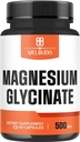 Suplemento Glycinate de Magnesio con 20% Purificado - 500 mg para la salud cerebral, la salud ósea, la producción de energía, mood cómodo &amp; musculo - 90 cápsulas - Proporcionando 100 mg de Magnesio Elemental