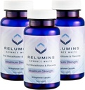 Relumins Advanced White Glutathione Capsules - Max Strength Brightening Suplemento con ALA, Placenta, Rose HIPS & Vitamina C - Lucha contra el estrés oxidativo, apoya Collagen &amp; Made in USA - 3 botellas