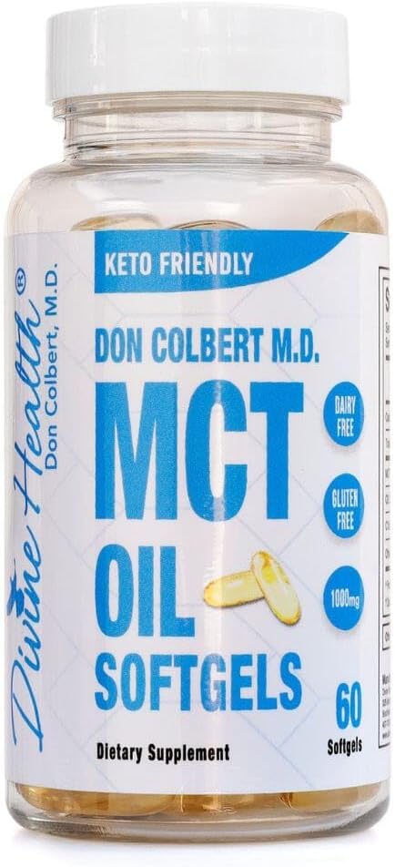 Dr. Colbert, MD MCT Oil Softgels tención por Keto Zone & Divina Salud tención 1000mg de Coconuts Orgánicos ← 60 Softgels