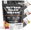 Electrolyte &amp; Vitamin Supplement Powder, Drink Mix with B12, L-Theanine, D3, K2, Zinc, Magnesium, Potassium, Supports Calm Focus &amp; Energy, Variety Pack 1, 15 Pack