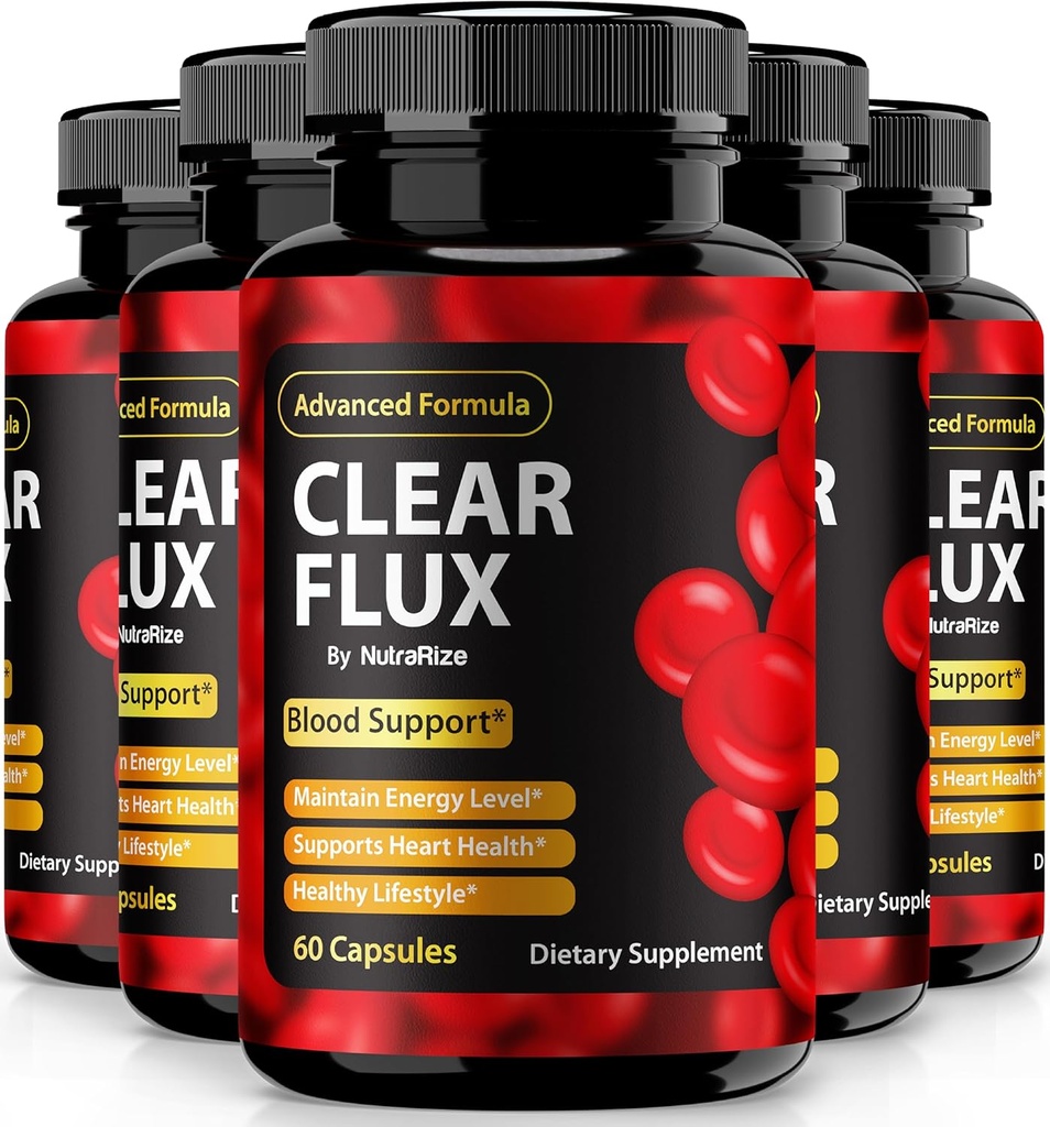 (5 Pack) Píldoras Flux claras, cápsulas oficiales de ClearFlux, soporte natural, soporte premium para mantener niveles estables y circulación saludable, revisión natural de la salud del fluido (300 cápsulas)