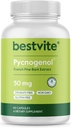 BESTVITE Pycnogenol 50mg (60 cápsulas) - French Maritime Pine Bark Extract - No Stearates - Gluten Free - Non GMO