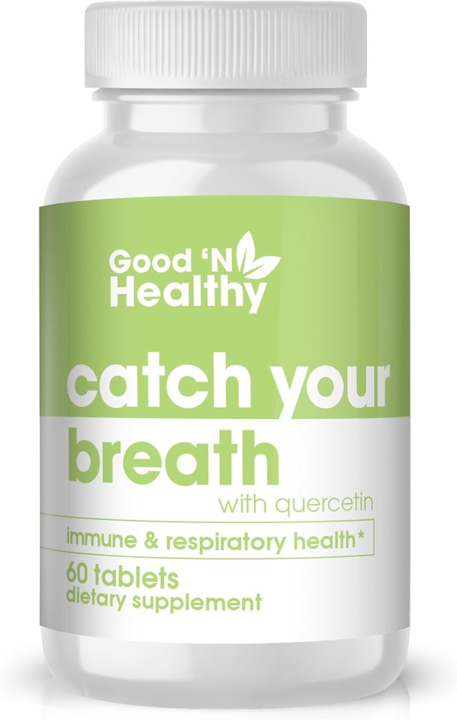Buena 'N Quercetina sana capturar su respiración con suplemento de quercetina basado en plantas para mejorar la salud inmunitaria y respiratoria, 60 tabletas