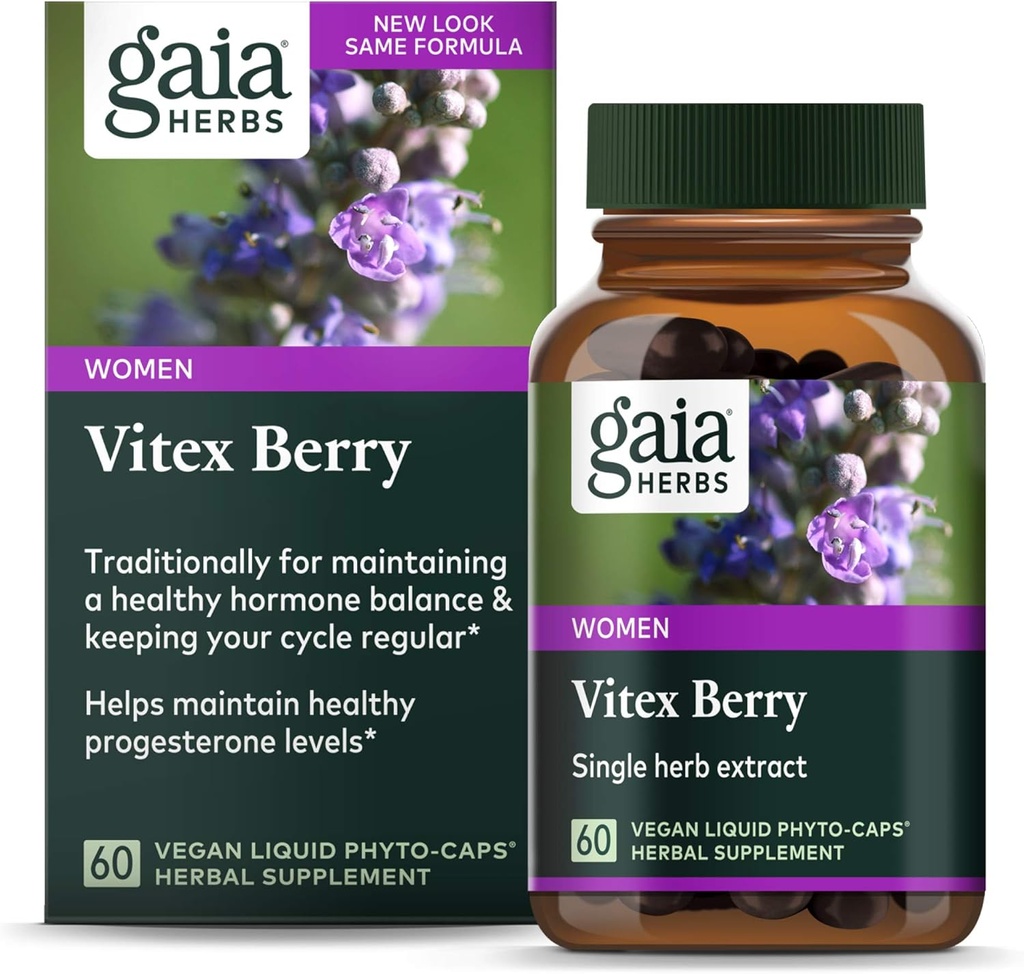 Gaia Herbs Vitex Berry, Chasteberry, Hormon Balance para Mujeres, Vegan Liquid Capsules, Negro 60 Conde