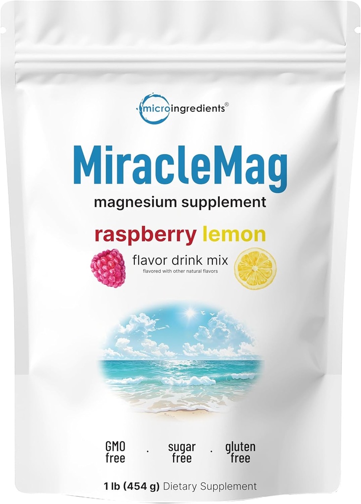 MilagroMag Calma Magnesium Powder, 1lb peru Magnesium Citrate Suplemento Silencio Sweet Raspberry Lemon Flavored Silencio " Relajación Apoyo Mineral ← Fácilmente Absorbed Ionic Magnesium ← No-GMO, Vegan, Sugar Gratis