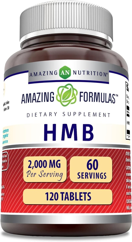 Amazing Formulas HMB (Beta-Hydroxy Beta-Methylbutyrate) Suplemento Silencio 2000 Mg Por Serving  vivid 120 Tablets ← Non-GMO ← Gluten Free ← Made in USA