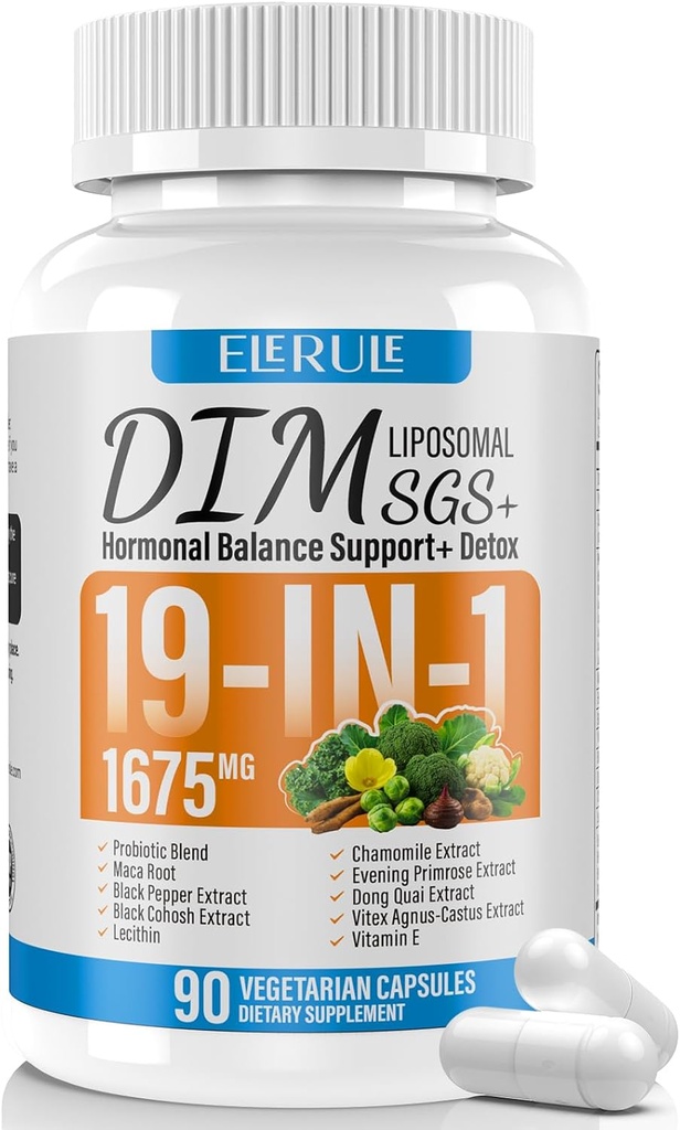 DIM Suplemento Estrógeno Balance para Hombres de Mujeres, 1675 mg Estrógeno Suplemento Acné Hormonal Apoyo, Apoyo a la menopausia, Apoyo Antioxidante,DIM SGS 90 cápsulas vegetarianas,44 Day Supply-038